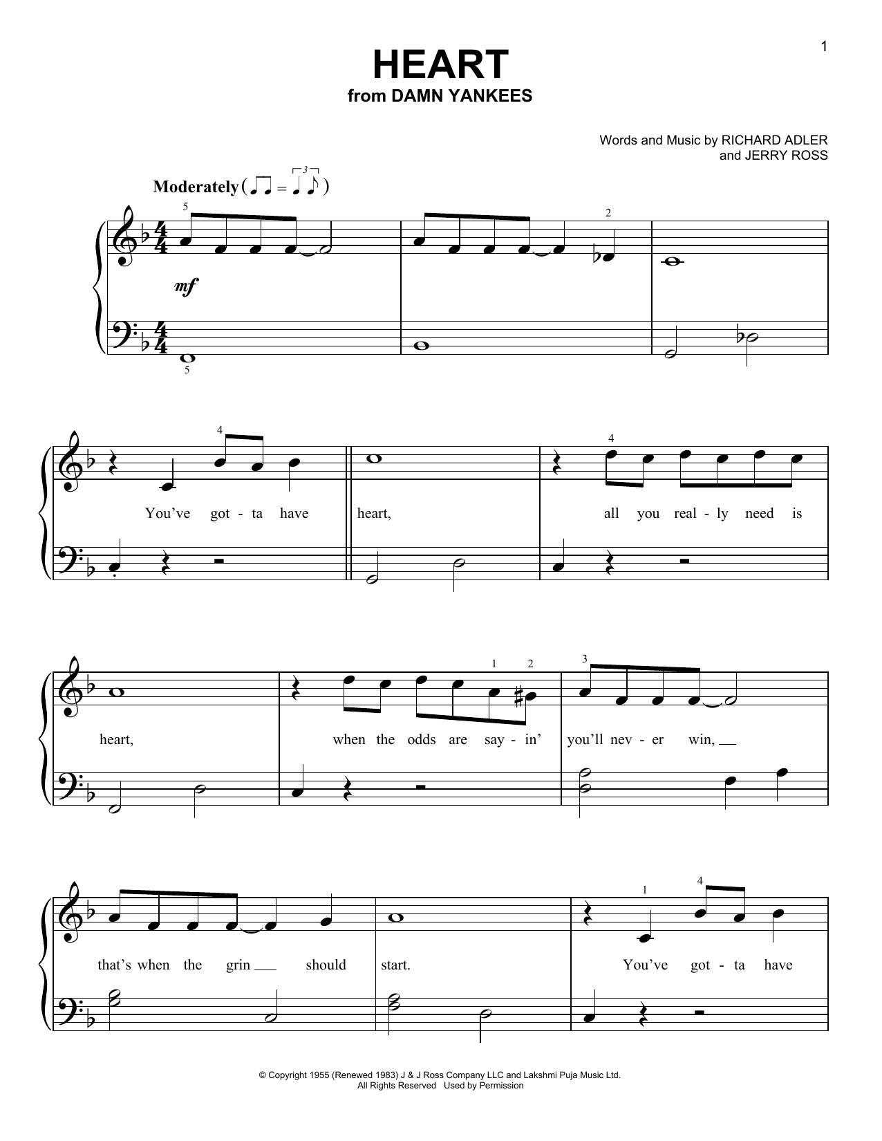 Produktgalerie: Seite 1 von 1 Heart (from Damn Yankees), Richard Adler, Klavier