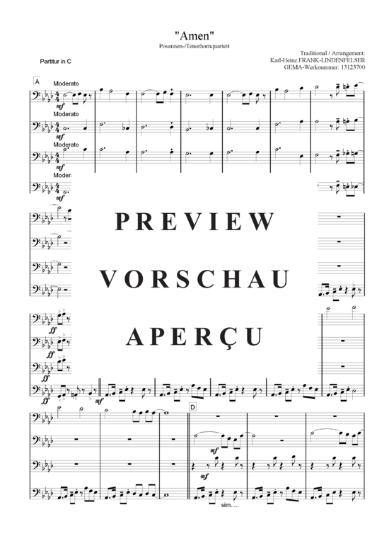 Produktgalerie: Seite 3 von 14 Amen , , (Blechbläser Quartett für Tenorhorn, Bariton, Euphonium, Posaune)