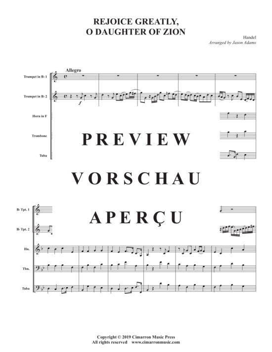 Produktgalerie: Seite 3 von 19 Rejoice Greatly, Daughter of Zion , , (Blechbläser Quintett)