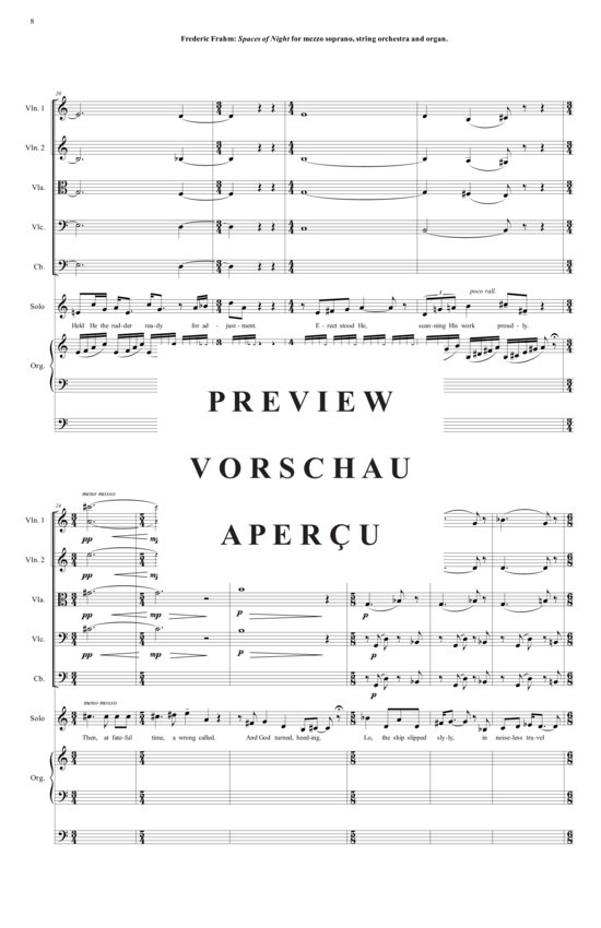 Product gallery: Page 9 of 21 Spaces of Night , , (mezzo soprano, organ + string orchestra)