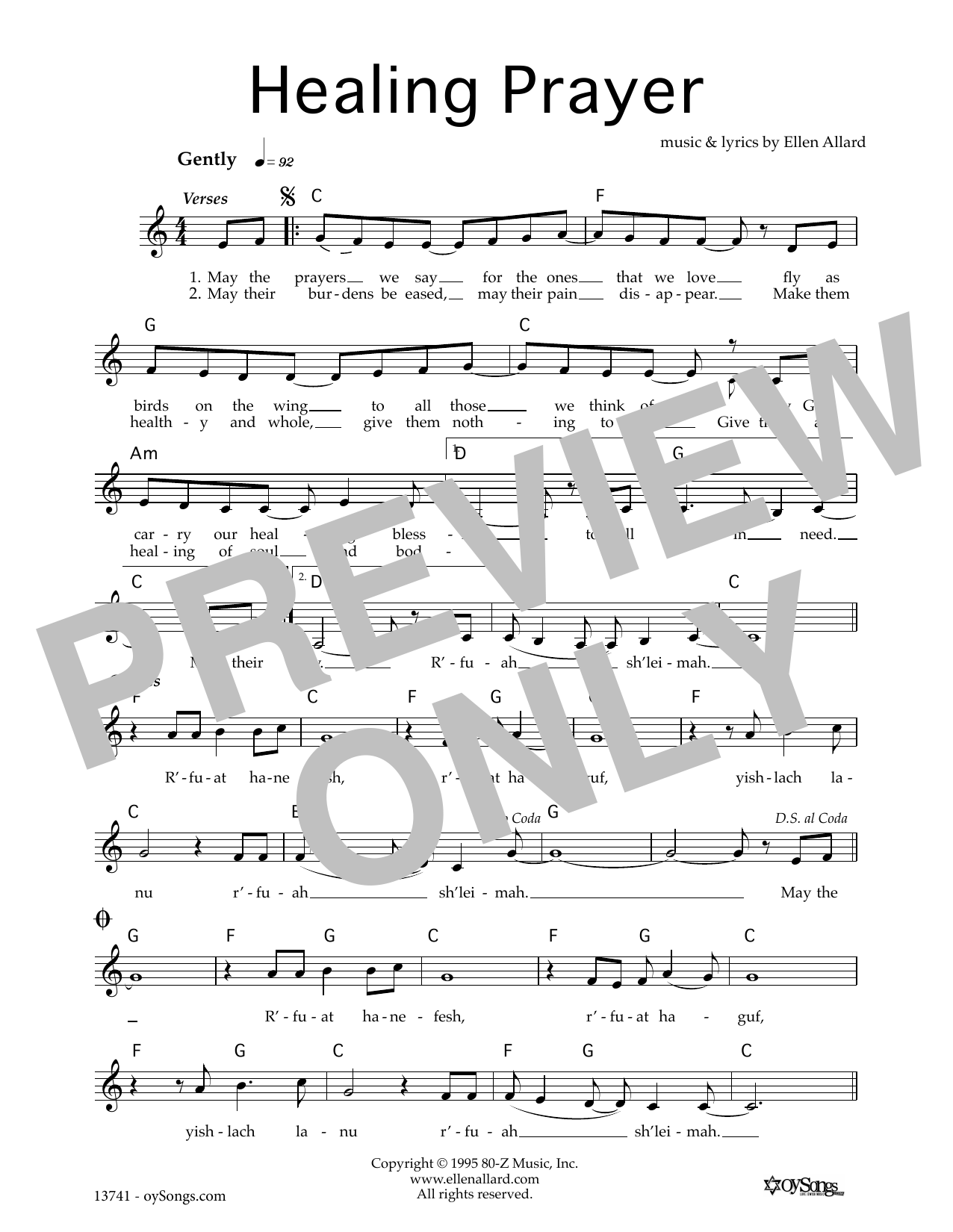 Produktgalerie: Seite 1 von 1 Healing Prayer, Ellen Allard, Melodieinstrument