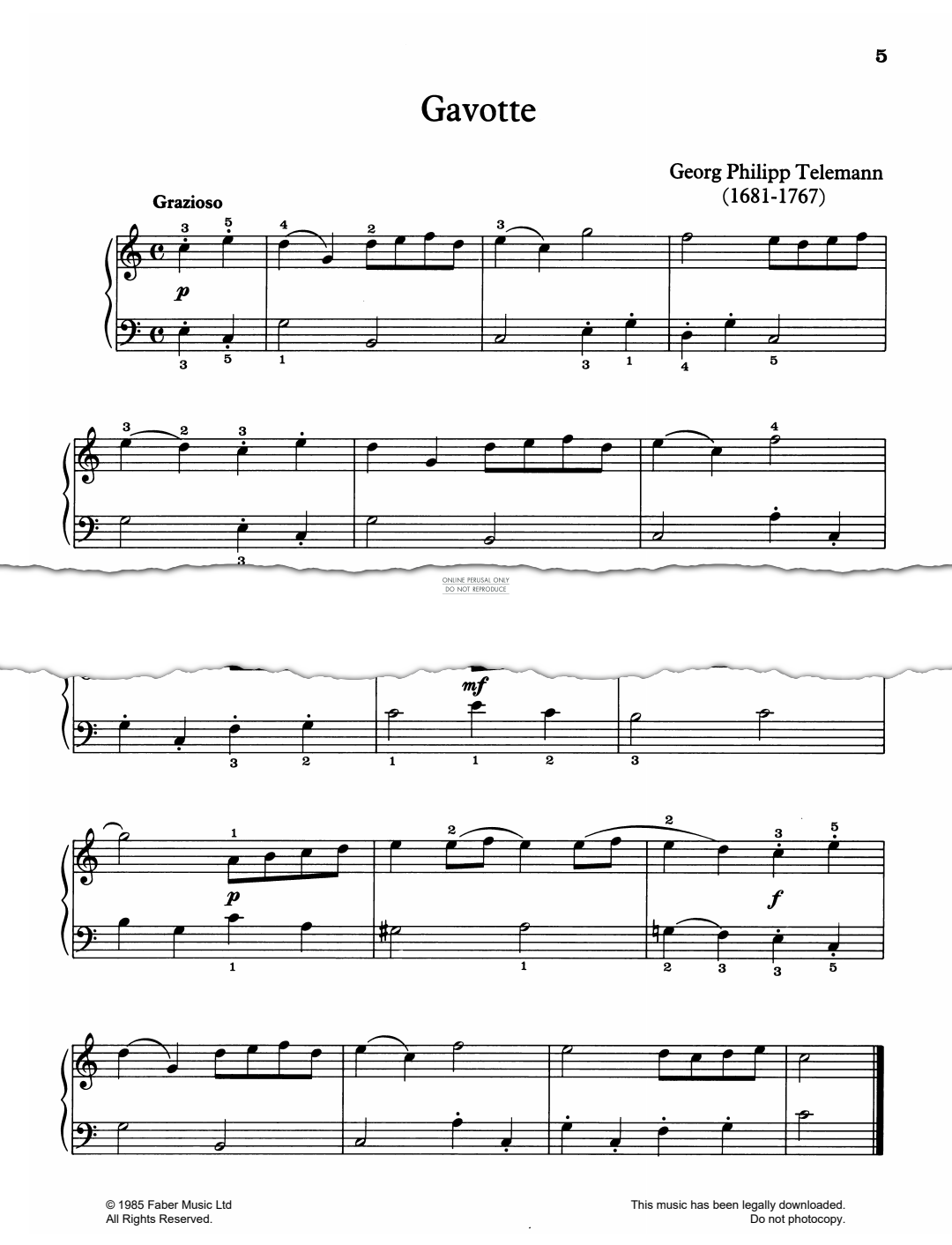 gallery: Gavotte, Georg Philipp Telemann, Klavier