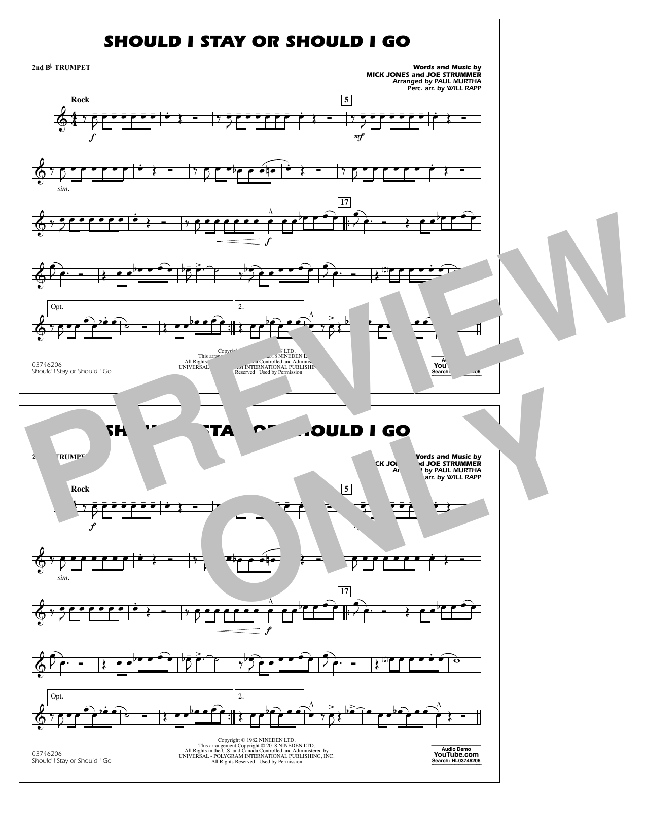 Product picture to: Should I Stay Or Should I Go - 2nd Bb Trumpet