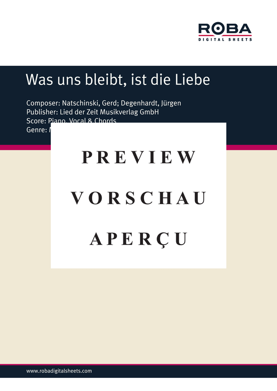Product gallery: Page 2 of 6 Was uns bleibt, ist die Liebe , , Piano and Voice
