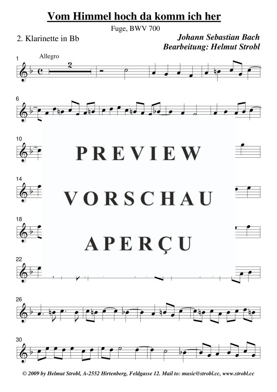 gallery: Vom Himmel hoch da komm ich her Fuge, , Klarinettenquartett