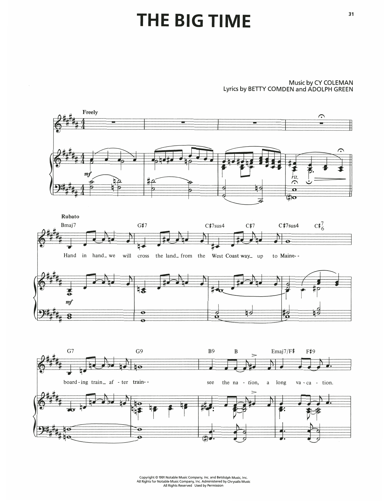Produktgalerie: Seite 1 von 1 The Big Time (from The Will Rogers Follies), Cy Coleman, Gesang, Klavier