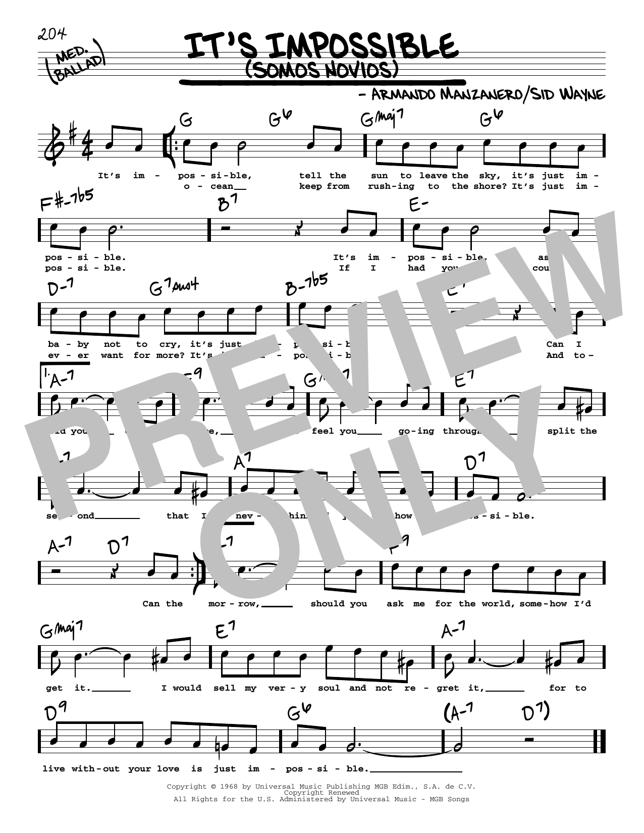 Produktgalerie: Seite 1 von 1 It's Impossible (Somos Novios) (High Voice), Elvis Presley