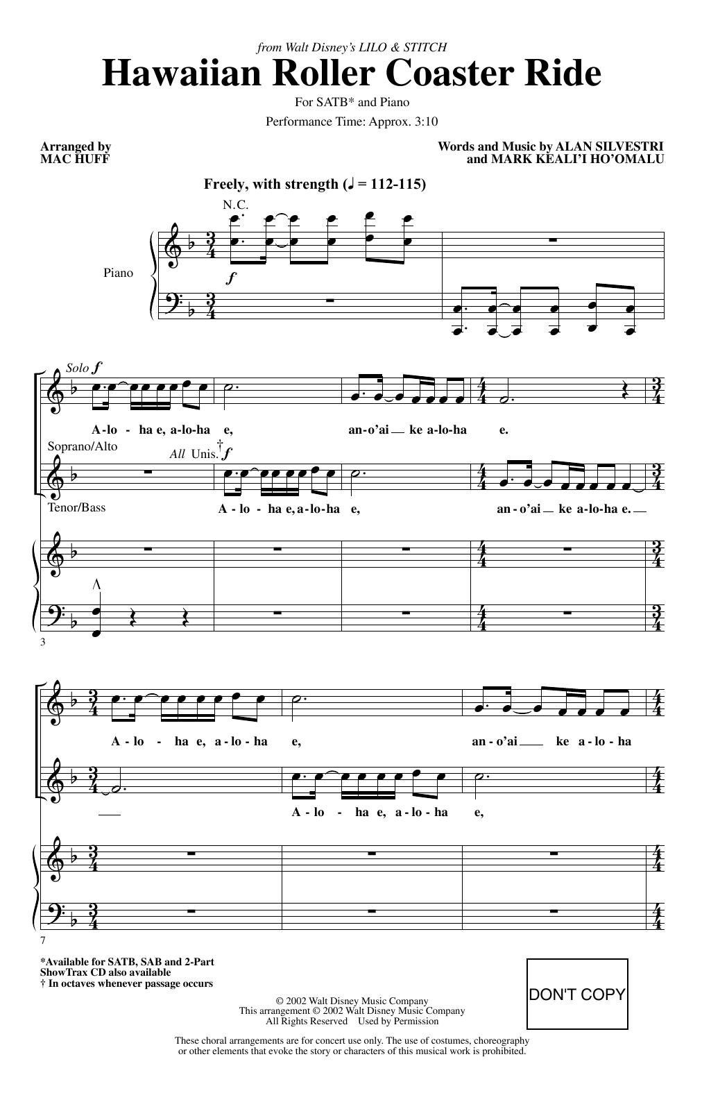 Produktbild zu: Hawaiian Roller Coaster Ride (from Lilo & Stitch) (arr. Mac Huff)