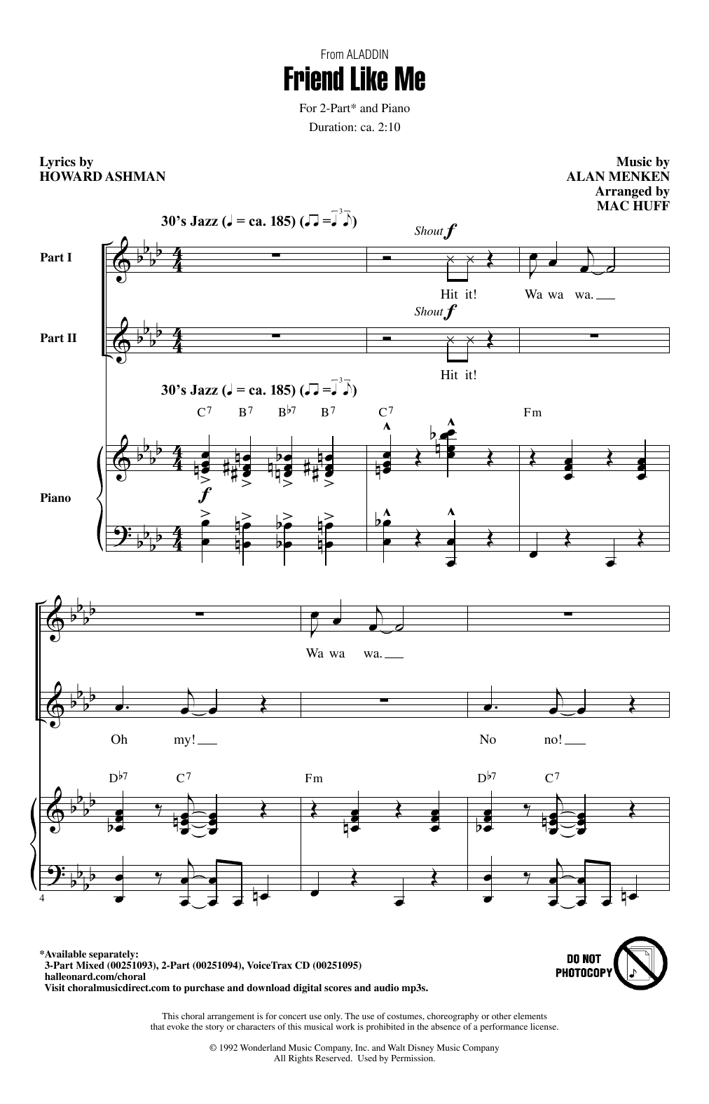 Produktbild zu: Friend Like Me (from Aladdin) (arr. Mac Huff)