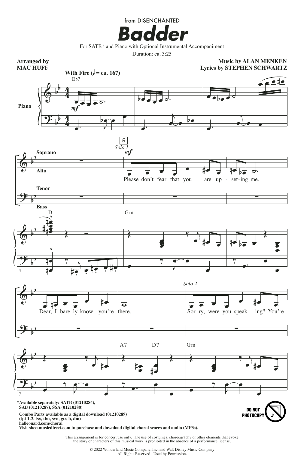 Produktbild zu: Badder (from Disenchanted) (arr. Mac Huff)