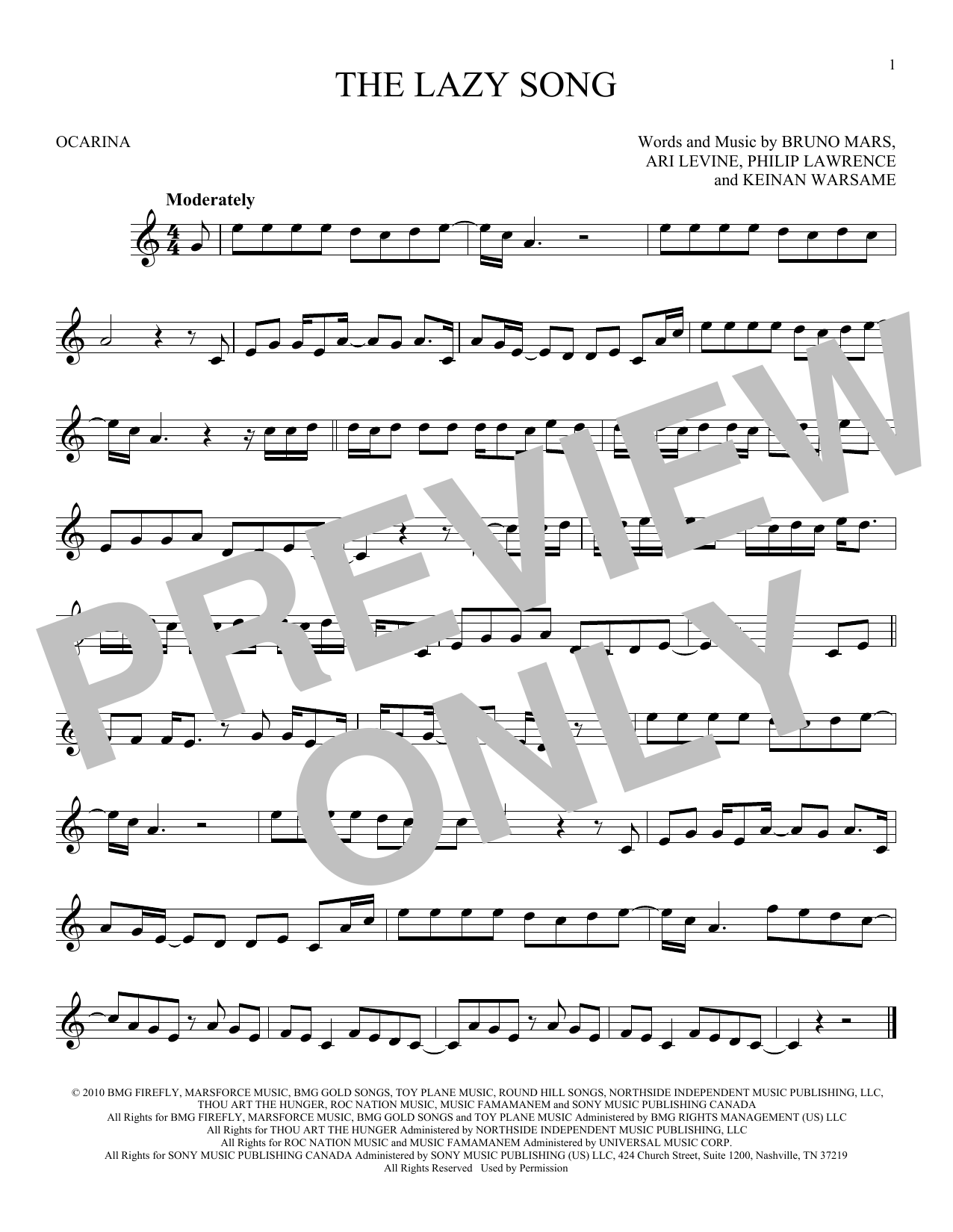 Product gallery: Page 1 of 1 The Lazy Song, Bruno Mars