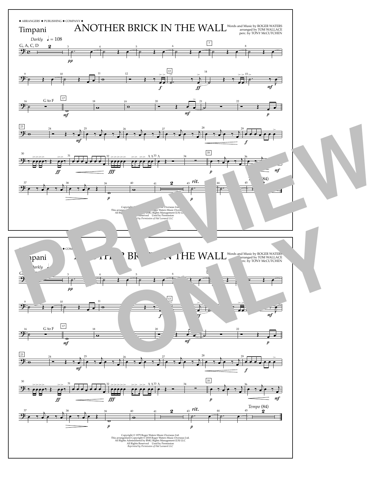 Product picture to: Another Brick in the Wall - Timpani