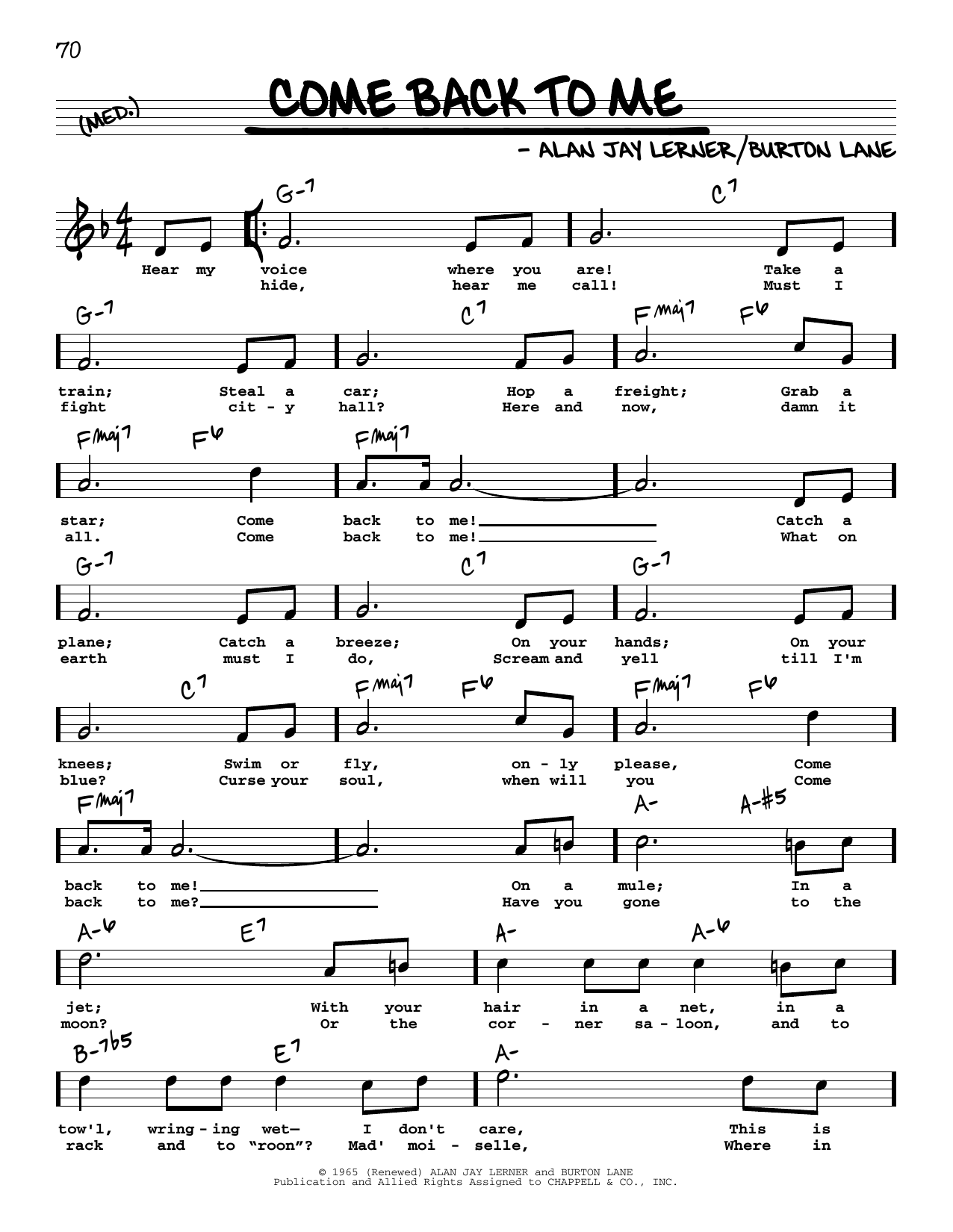 Produktbild zu: Come Back To Me (High Voice)