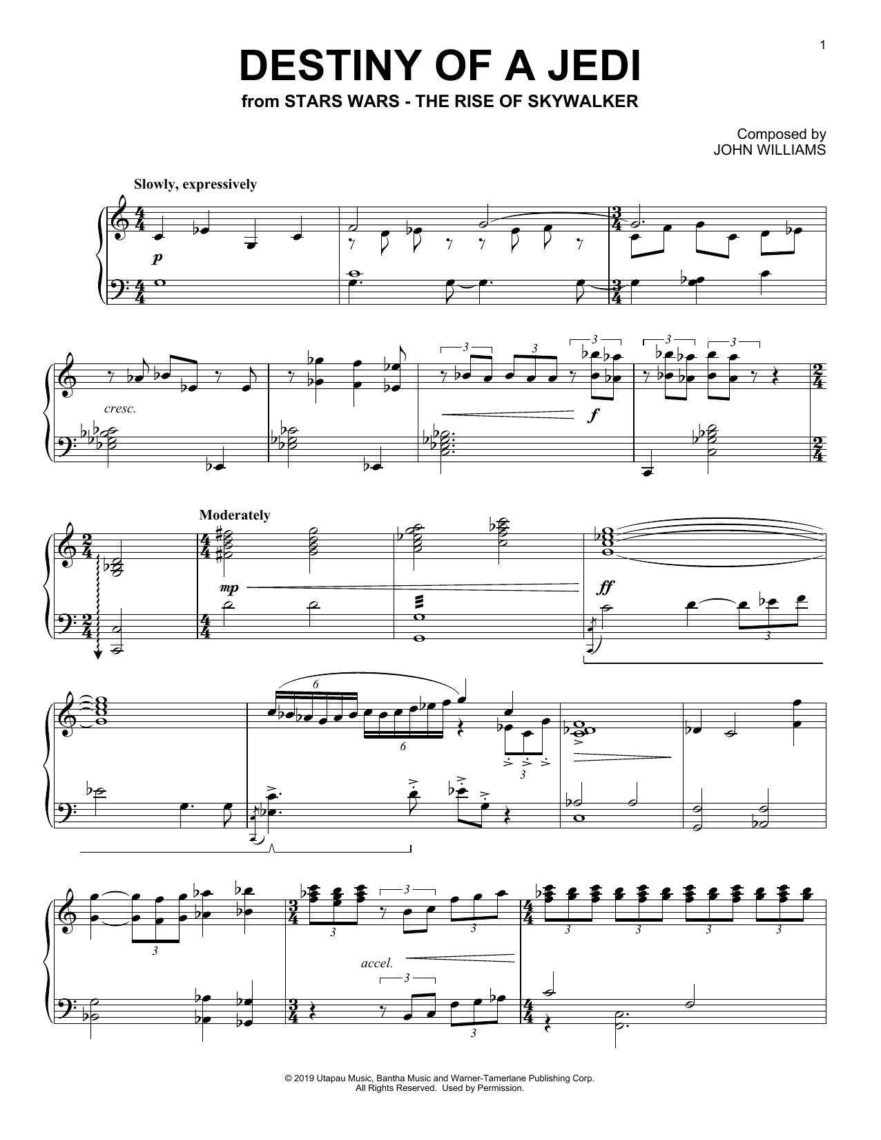 Produktbild zu: Destiny Of A Jedi (from The Rise Of Skywalker)