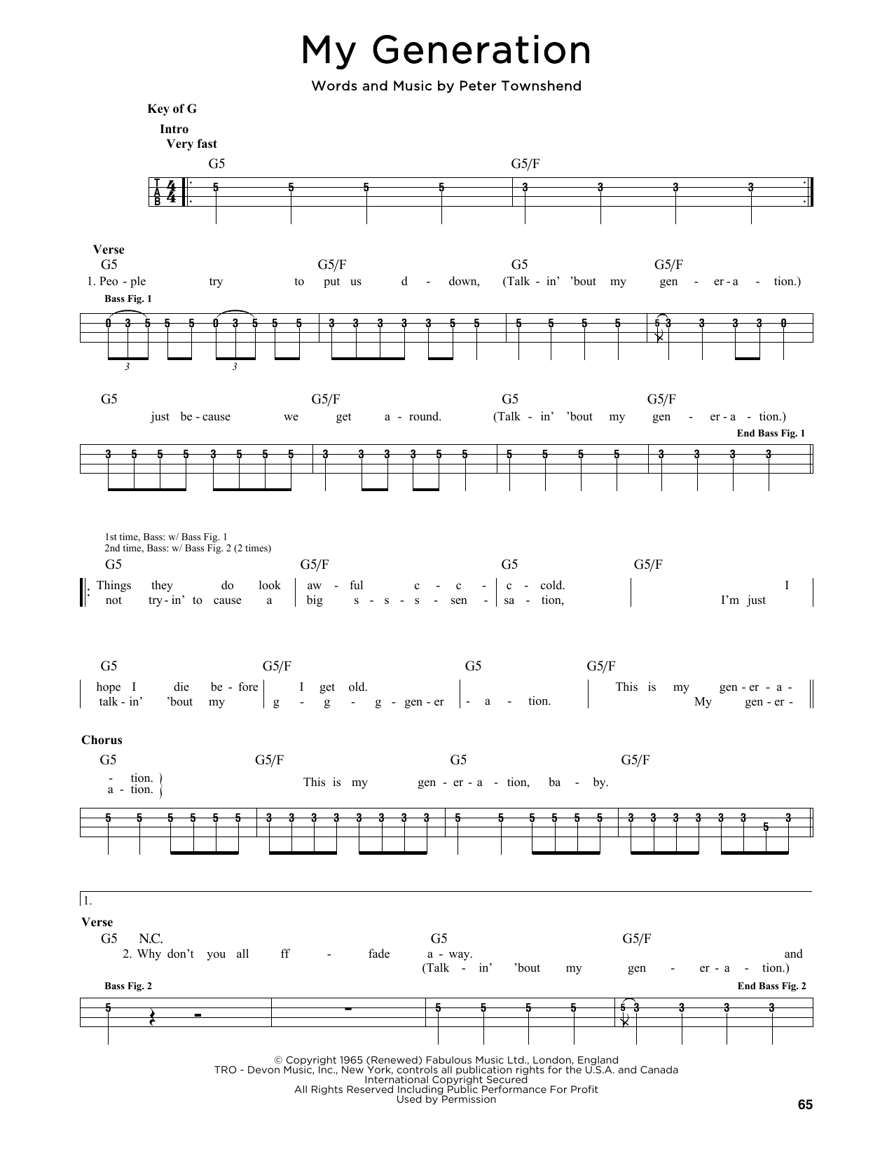 Produktgalerie: Seite 1 von 1 My Generation, The Who, E-Bass, Gitarre