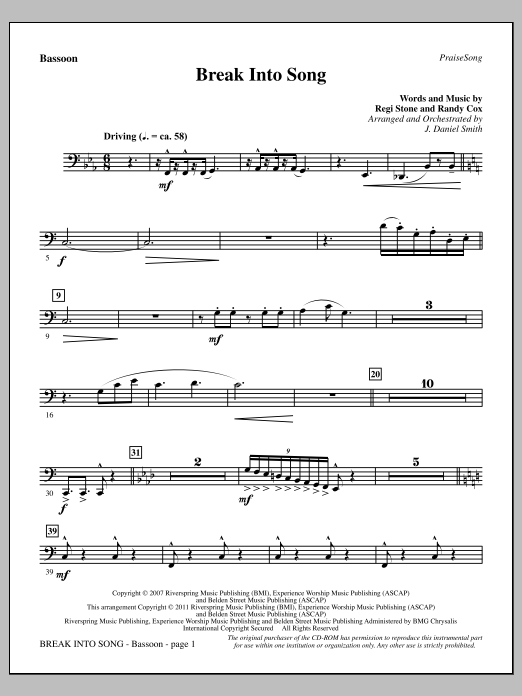 Produktgalerie: Seite 1 von 1 Break Into Song - Bassoon, J. Daniel Smith, Chor