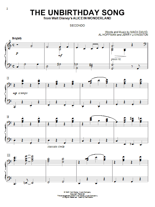 Product picture to: The Unbirthday Song (from Alice In Wonderland)