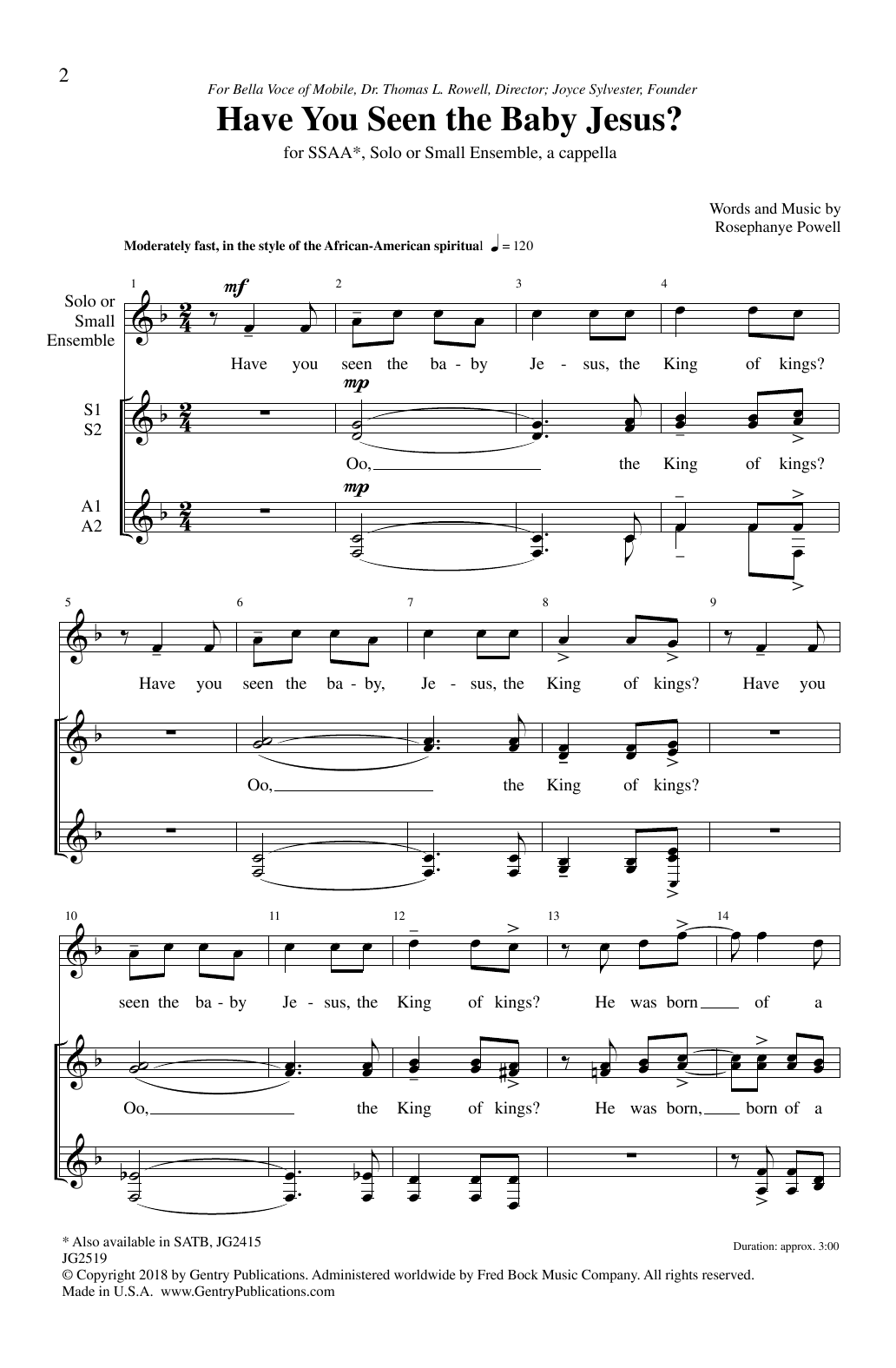 Produktgalerie: Seite 1 von 1 Have You Seen The Baby Jesus, Rosephanye Powell, Chor