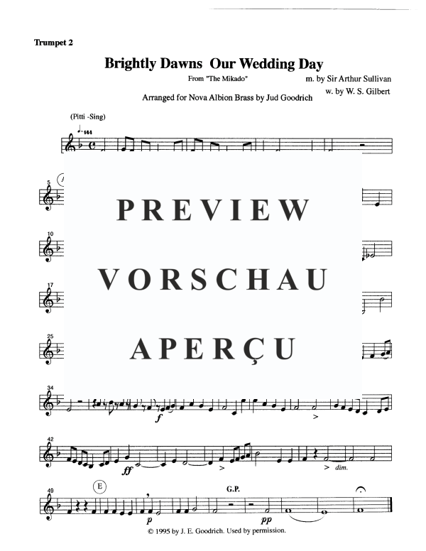 Produktgalerie: Seite 6 von 9 Brightly Dawns our Wedding Day (from "The Mikado"), , Blechbläser Quintett