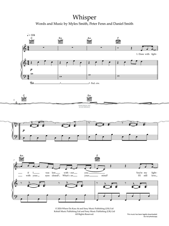 Produktgalerie: Seite 1 von 1 Whisper, Myles Smith, Gesang, Gitarre, Klavier