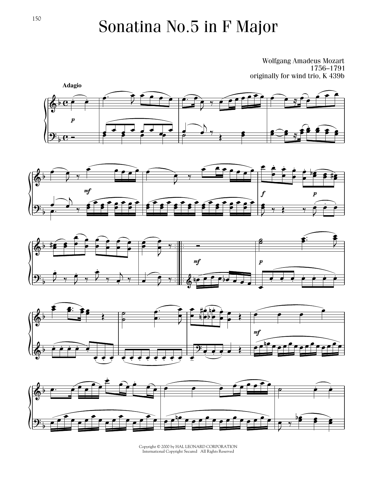 Produktbild zu: Sonatina No. 5 In F Major