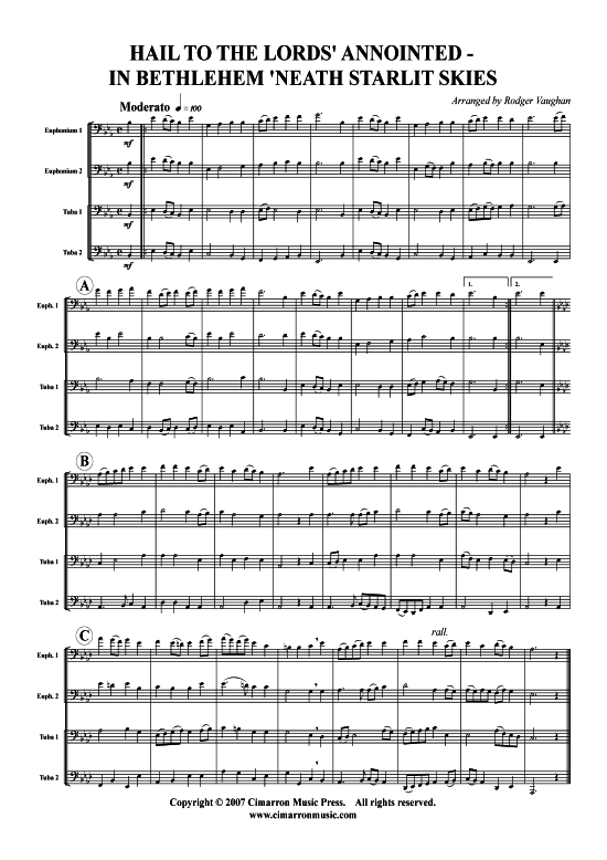 Product picture to: Hail to the Lords Annointed - In Bethlehem Neath Starlit Skies Traditional