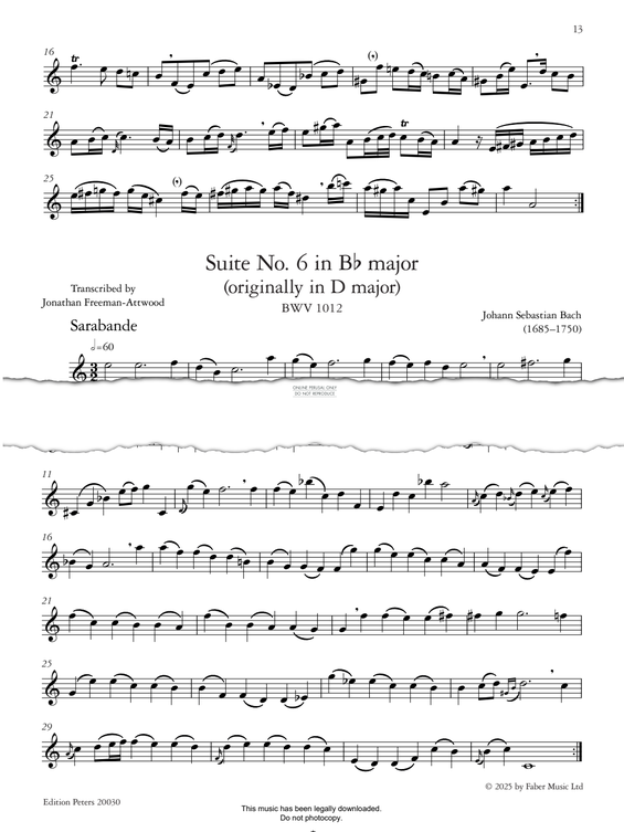 Produktgalerie: Seite 1 von 1 Suite No.6 in B Flat Major BWV1012, Johann Sebastian Bach, Trompete