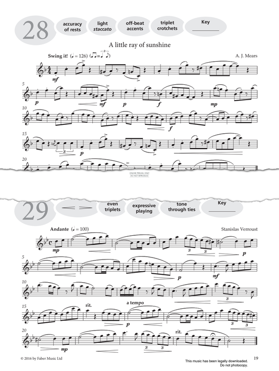 Product gallery: Page 1 of 1 Study No.28 'A Little Ray Of Sushine' (from 'More Graded Studies For Saxophone Book One'), AJ Mears