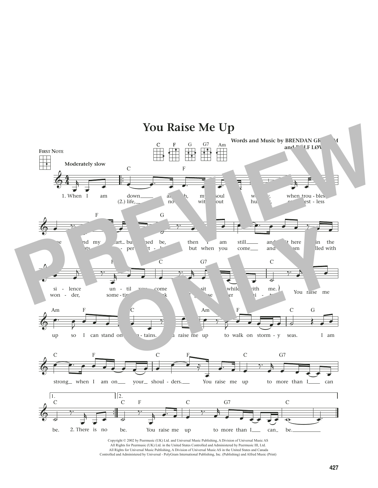 Product gallery: Page 1 of 1 You Raise Me Up (from The Daily Ukulele) (arr. Jim Beloff), Josh Groban