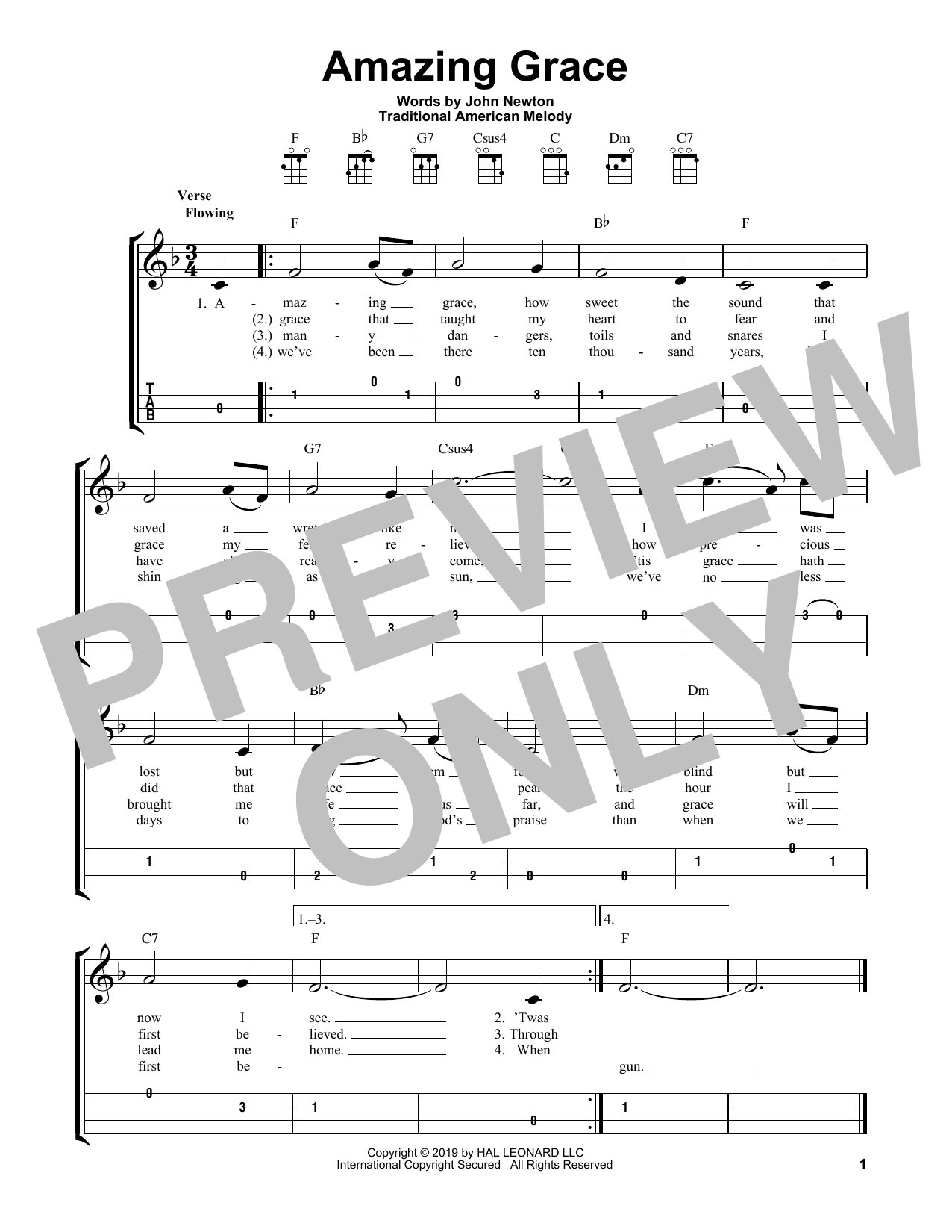 Product gallery: Page 1 of 1 Amazing Grace, Traditional American Melody