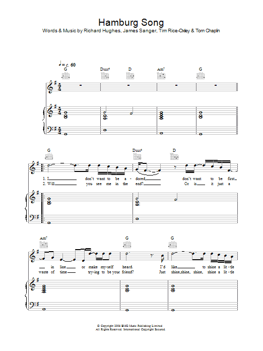 Produktgalerie: Seite 1 von 1 Hamburg Song, Keane, Gesang, Gitarre, Klavier
