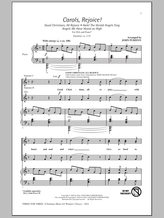 Product gallery: Page 1 of 1 Three For Three - Three Songs For Three Parts - Volume 3, John Purifoy