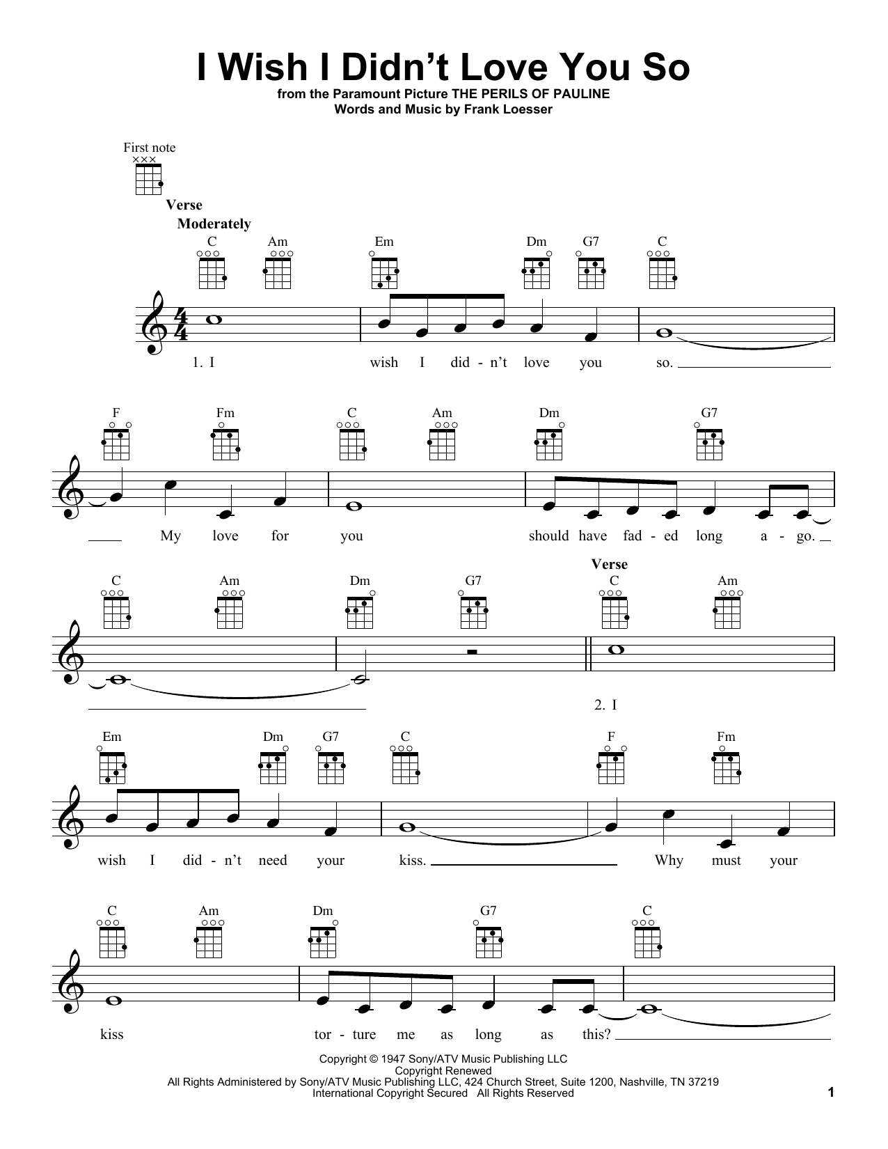 Product picture to:  I Wish I Didn't Love You So - Frank Loesser