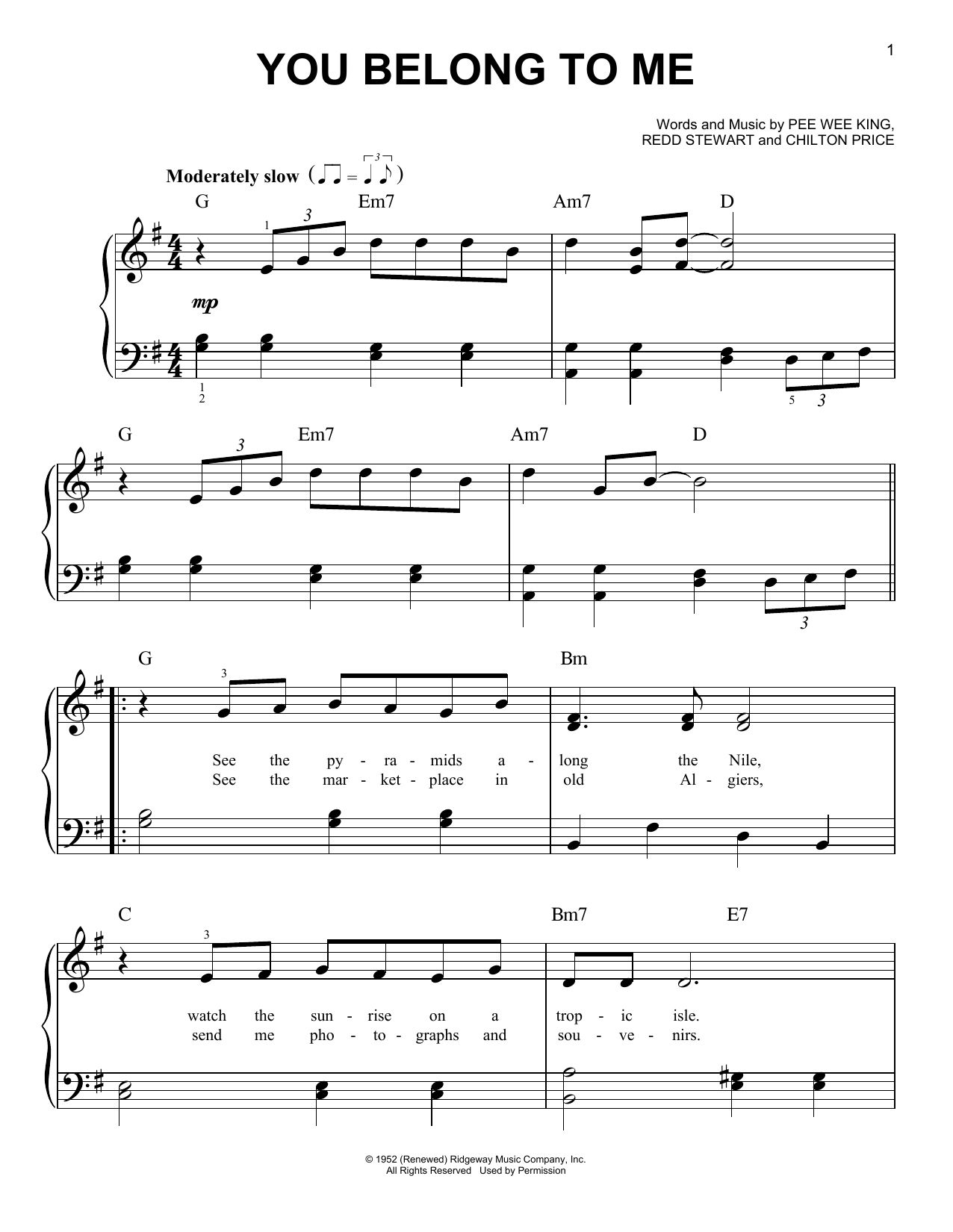 Produktgalerie: Seite 1 von 1 You Belong To Me, Patsy Cline, Klavier