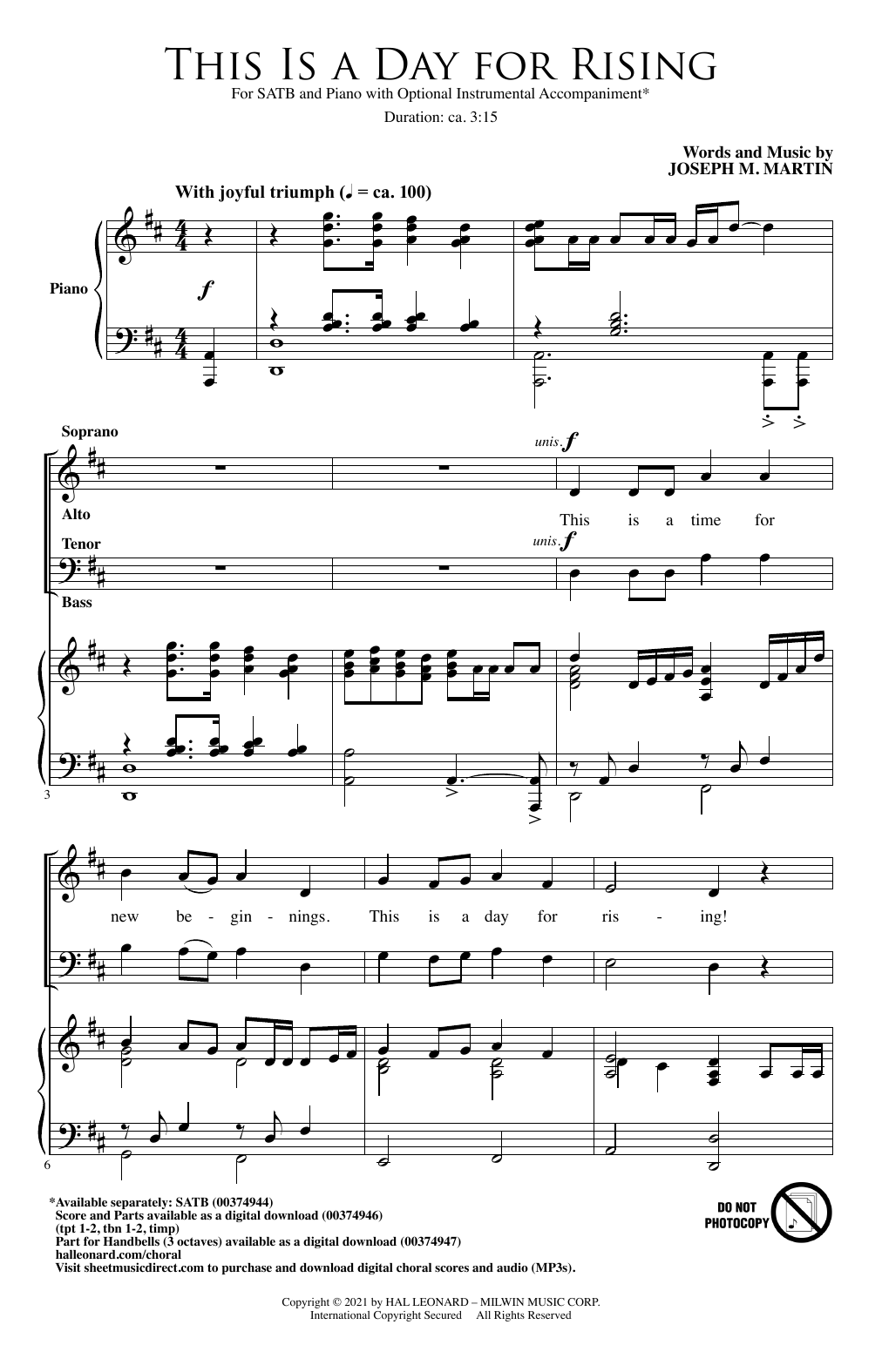 Produktgalerie: Seite 1 von 1 This Is A Day For Rising, Joseph M. Martin, Chor