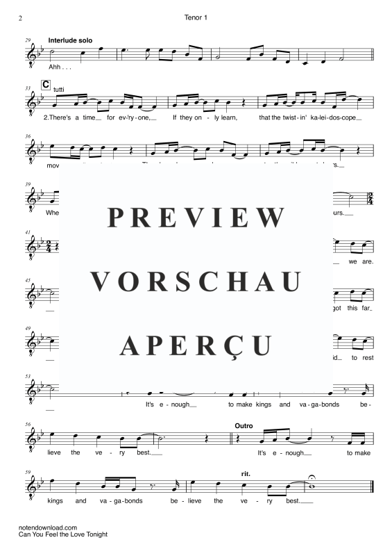 Produktgalerie: Seite 10 von 11 Can You Feel The Love Tonight, John, Elton, Männer Chor/Ensemble TTB und Klavier - E-bass & Drum Set optional