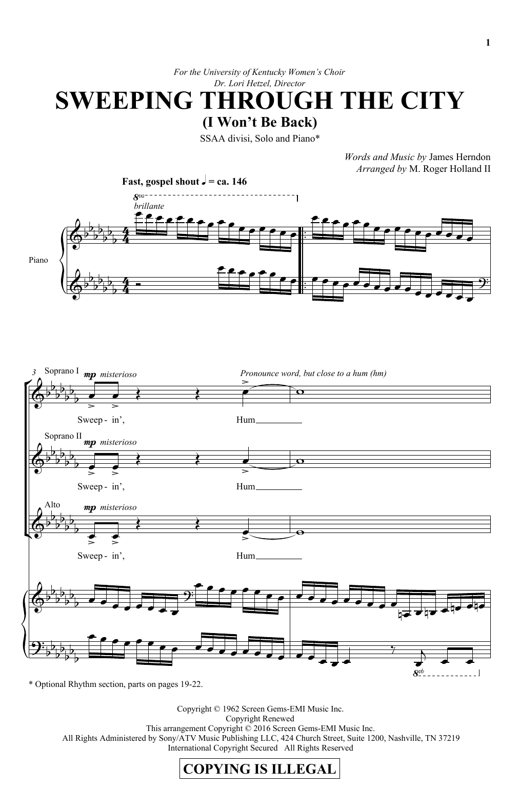 Produktgalerie: Seite 1 von 1 Sweeping Through The City (I Won't Be Back), M. Roger Holland, Chor