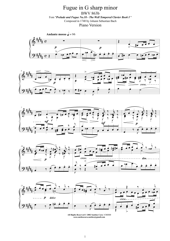 Produktbild zu: Fuge Gis-Moll BWV 863bJohann Sebastian Bach