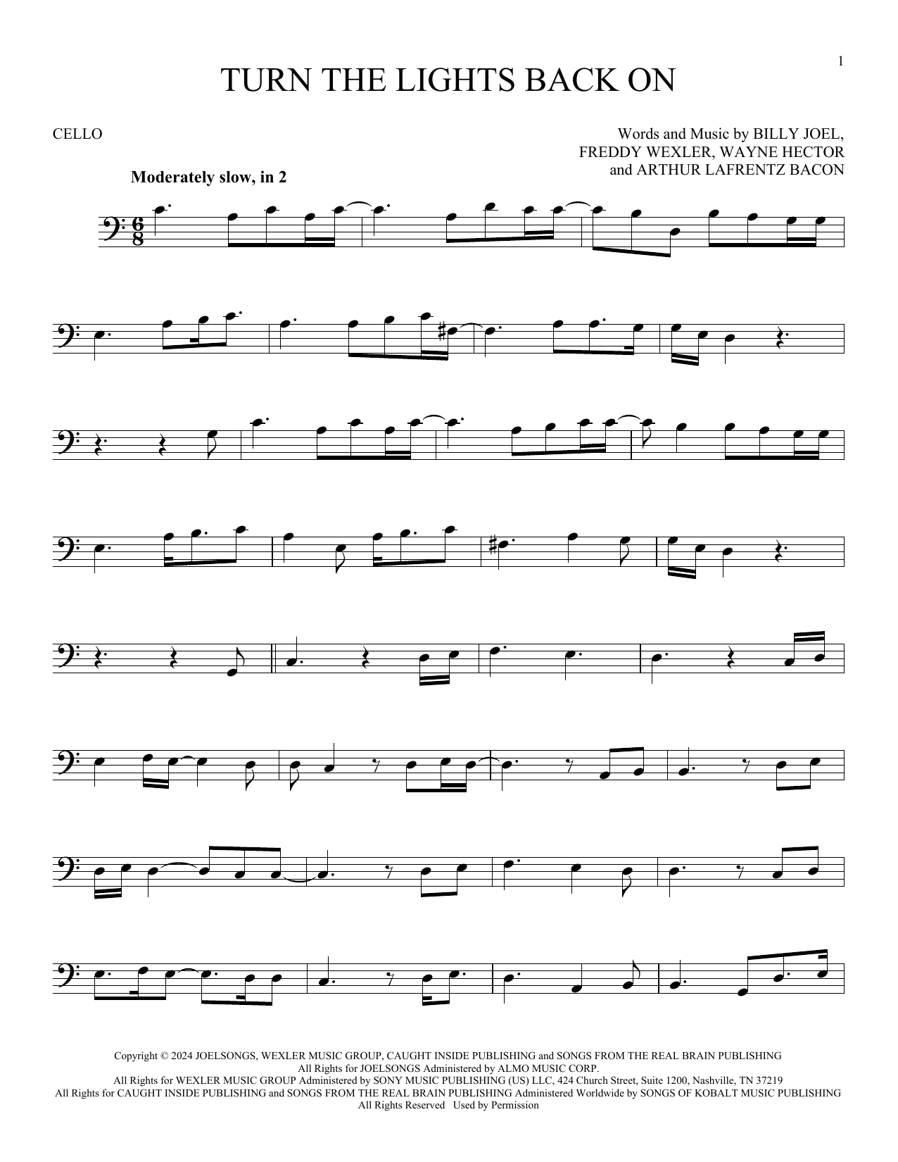 Produktgalerie: Seite 1 von 1 Turn The Lights Back On, Billy Joel, Violoncello