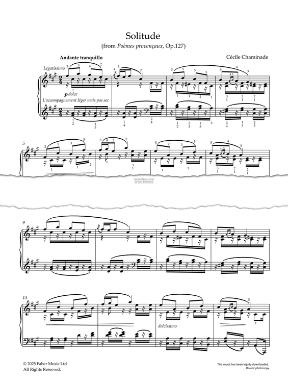Produktgalerie: Seite 1 von 1 Solitude (from Poèmes provençaux, Op.127), Cécile Chaminade, Klavier
