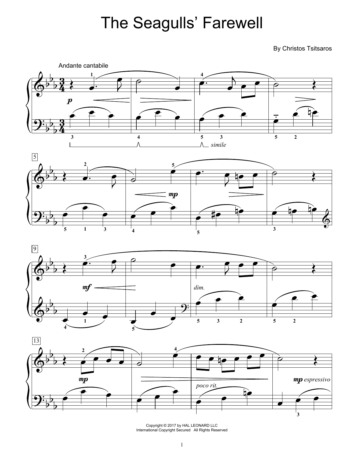 Produktgalerie: Seite 1 von 1 The Seagulls' Farewell, Christos Tsitsaros, Klavier