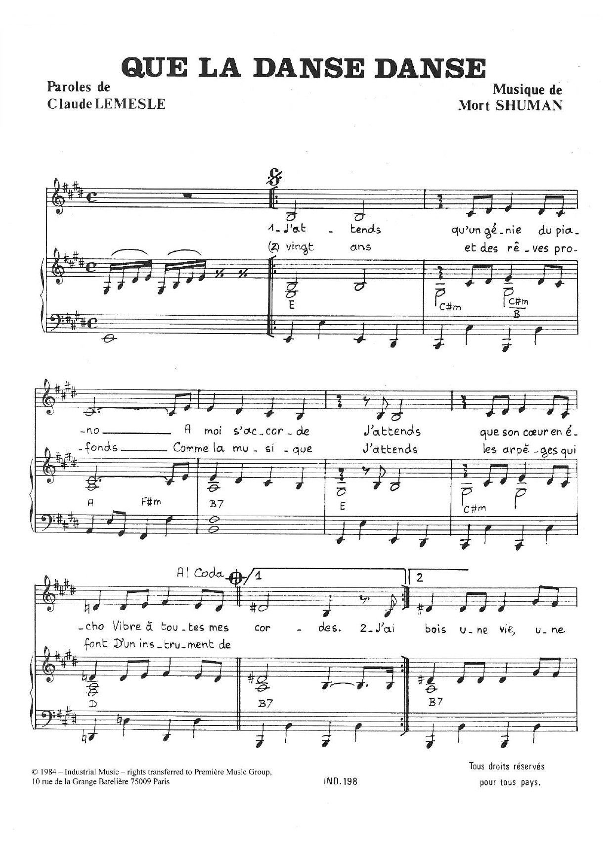 Product gallery: Page 1 of 1 Que La Danse Danse, Mort Shuman
