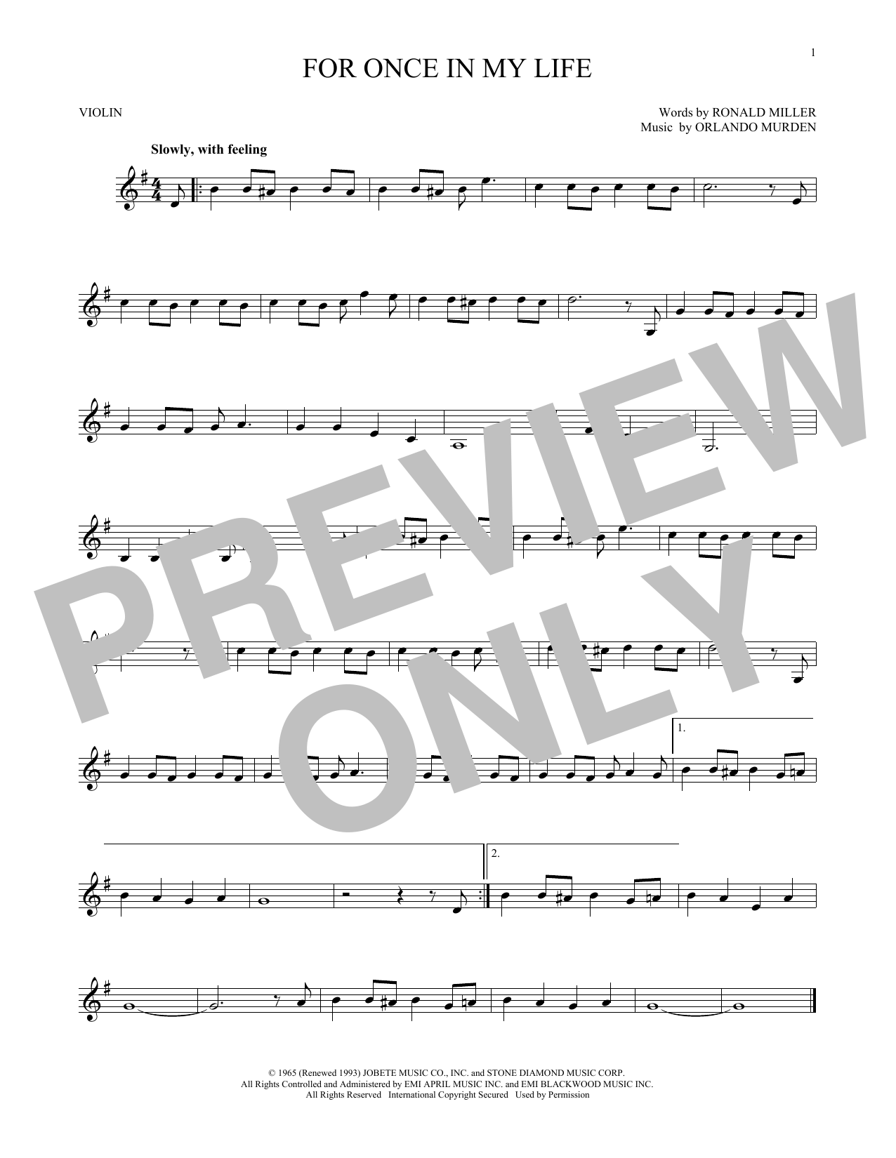 Product gallery: Page 1 of 1 For Once In My Life, Stevie Wonder