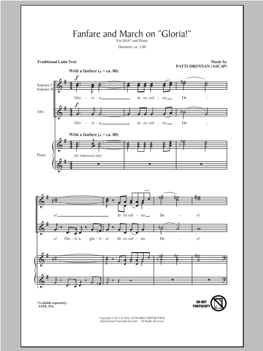 Produktgalerie: Seite 1 von 1 Fanfare And March On "Gloria", Patti Drennan, Chor