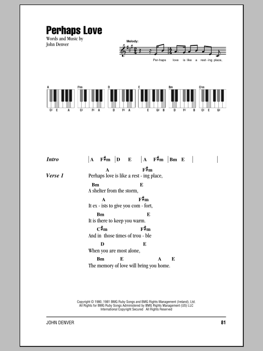 Produktgalerie: Seite 1 von 1 Perhaps Love, John Denver, Klavier