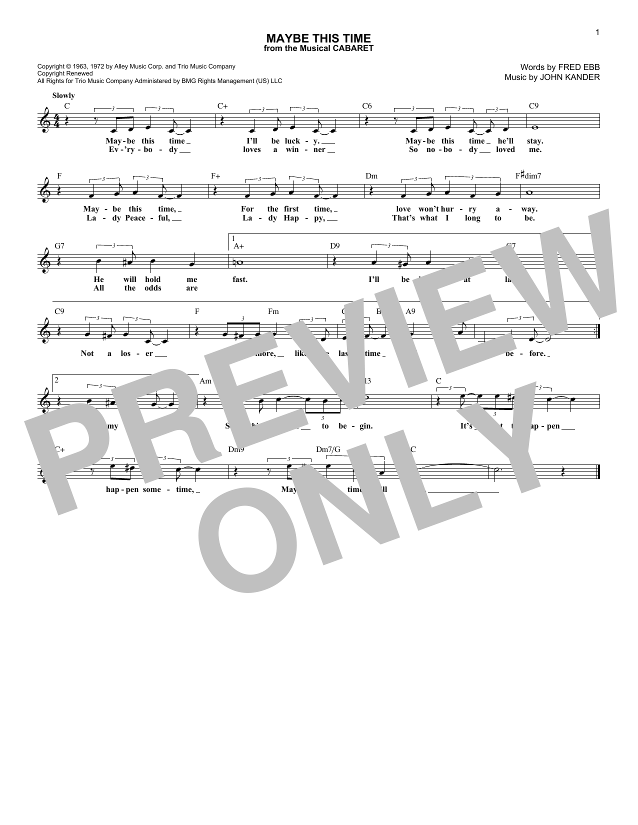 Product picture to: Maybe This Time (from Cabaret)