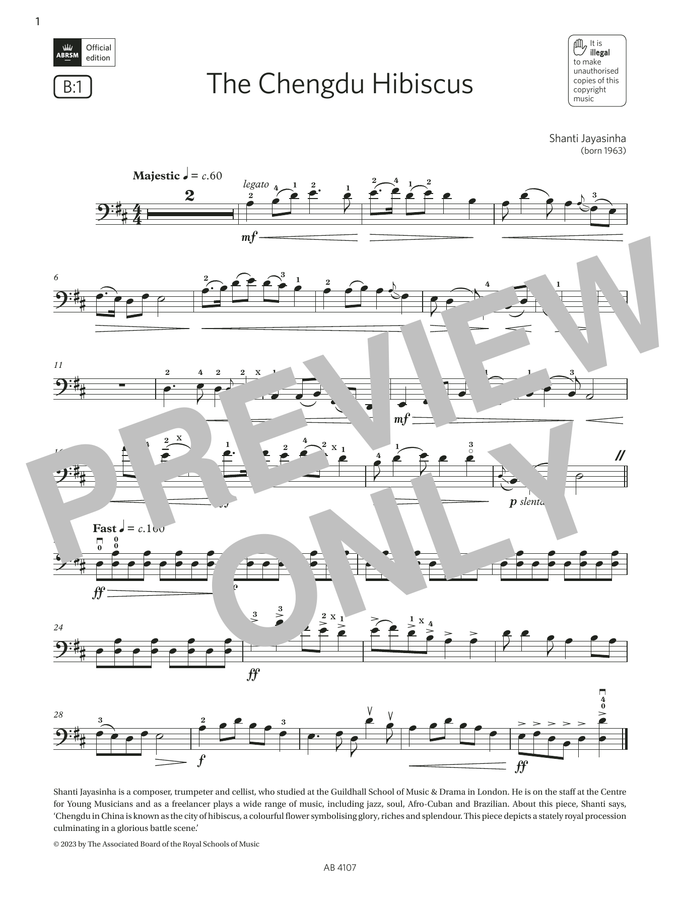 Produktbild zu:  The Chengdu Hibiscus (Grade 4, B1, from the ABRSM Cello Syllabus from 2024) - Shanti Jayasinha