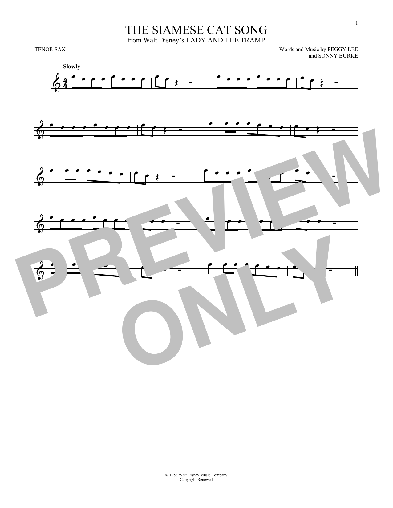 Product gallery: Page 1 of 1 The Siamese Cat Song (from Lady And The Tramp), Peggy Lee