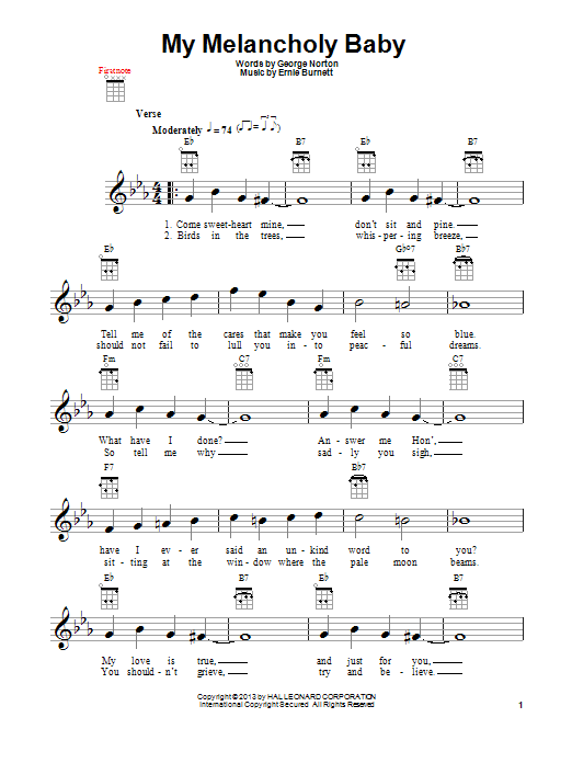Product gallery: Page 1 of 1 My Melancholy Baby, Ernie Burnett