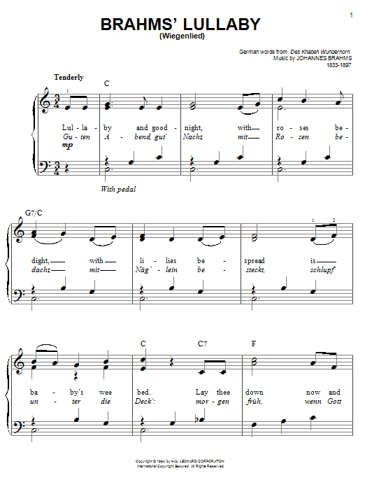 Produktgalerie: Seite 1 von 1 Lullaby (Cradle Song), Johannes Brahms, Klavier